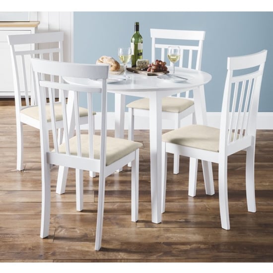 Calista Round Drop-Leaf Wooden Dining Table In White_3