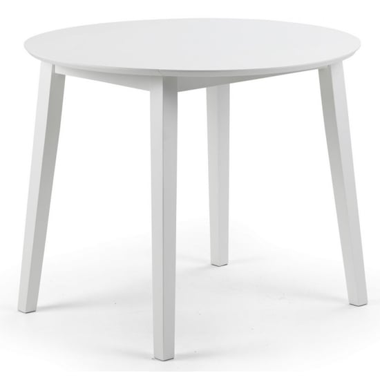 Photo of Calista round drop-leaf wooden dining table in white