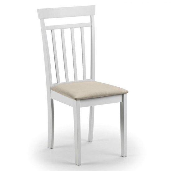 Calista White Wooden Dining Chairs With Ivory Seat In Pair