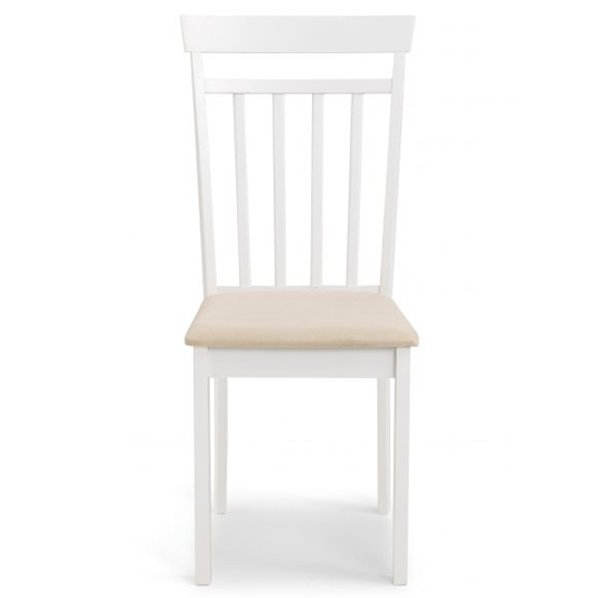 Calista White Wooden Dining Chairs With Ivory Seat In Pair