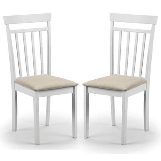 Product photograph of Calista White Wooden Dining Chairs With Ivory Seat In Pair from Furniture in Fashion