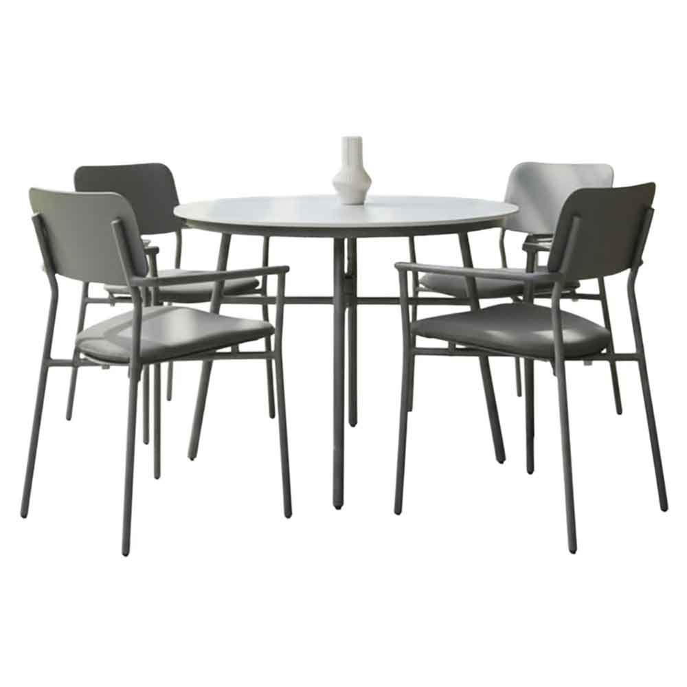 Coastal Aluminium Garden 4 Seater Dining Set in Flint Grey