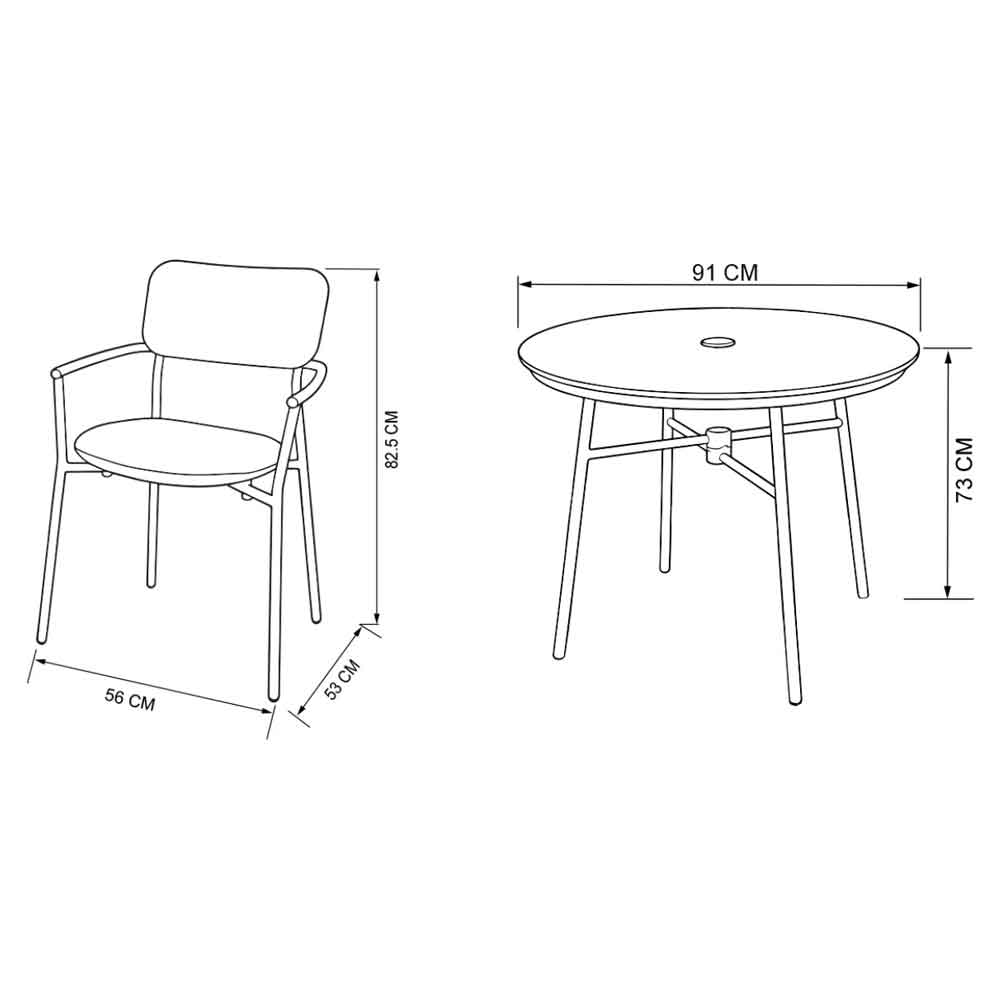 Coastal Aluminium Garden 4 Seater Dining Set in Flint Grey