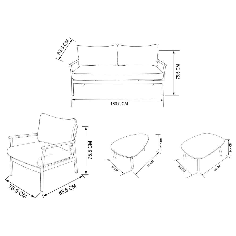 Coastal Aluminium Garden Lounger Set with 2 Nesting Tables in Rich Terracotta