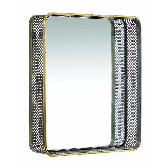 Coastal Wall Mirror Square In Antique Gold Brass 28064
