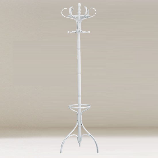 Read more about Contemporary coat stand in white wooden finish