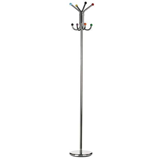 Floor Standing Coat Stand In Chrome With Multicolour Balls Hooks