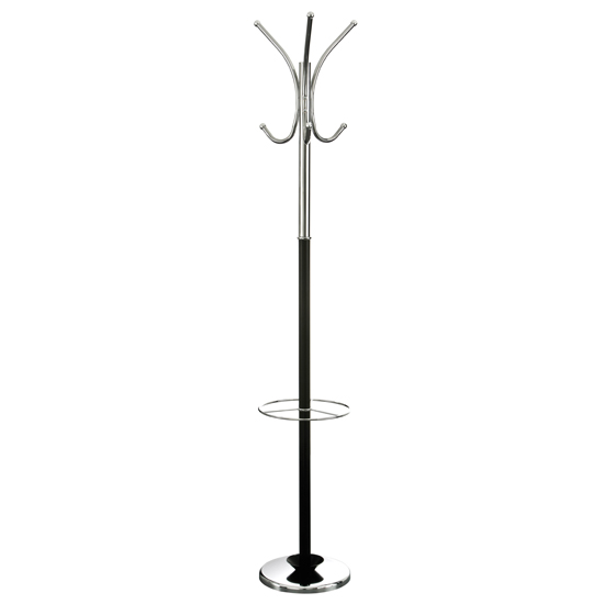 Modern Floor Standing Coat And Hat Stand In Black and Chrome