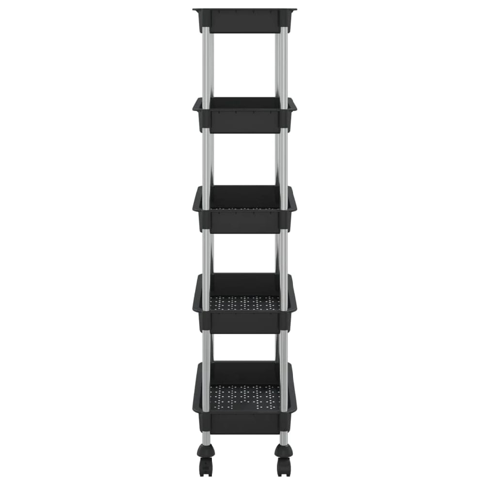 Cobleskill ABS Plastic 5 Tier Kitchen Trolley In Black