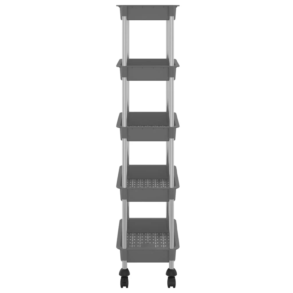 Cobleskill ABS Plastic 5 Tier Kitchen Trolley In Grey