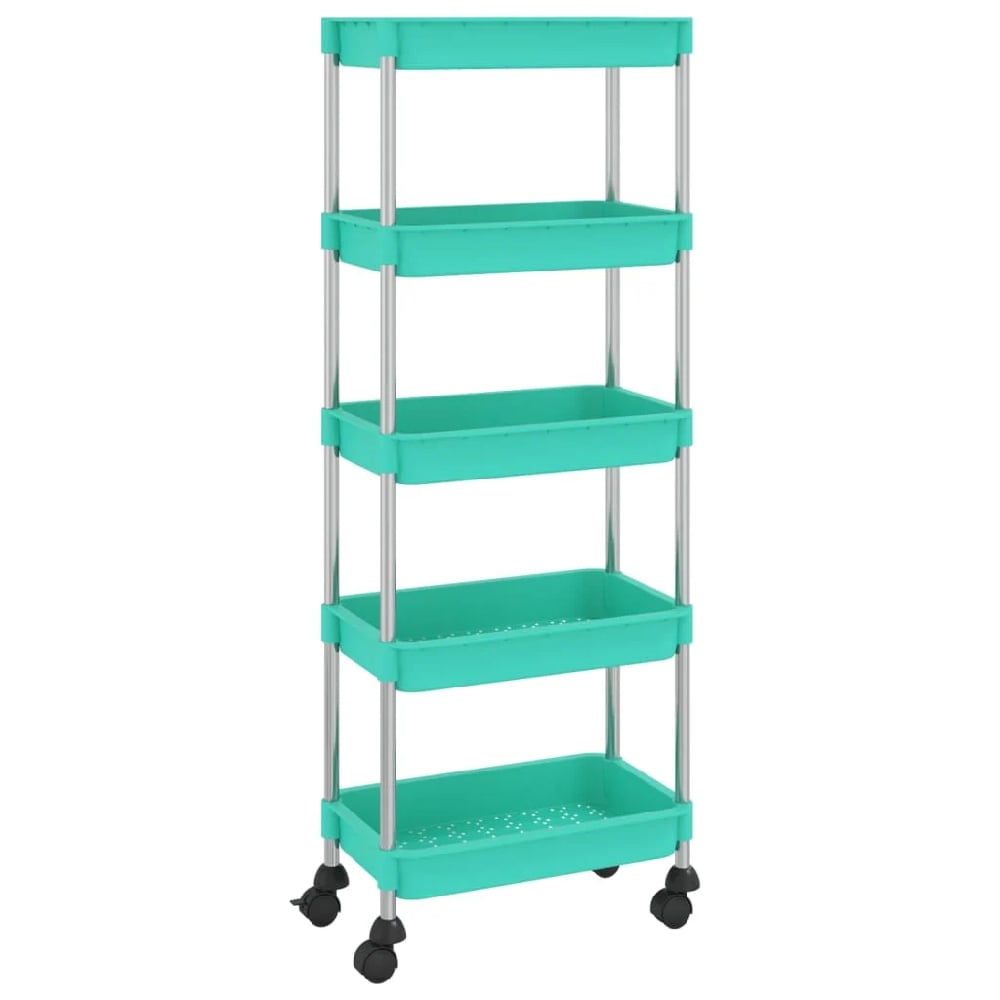 Cobleskill ABS Plastic 5 Tier Kitchen Trolley In Turquoise
