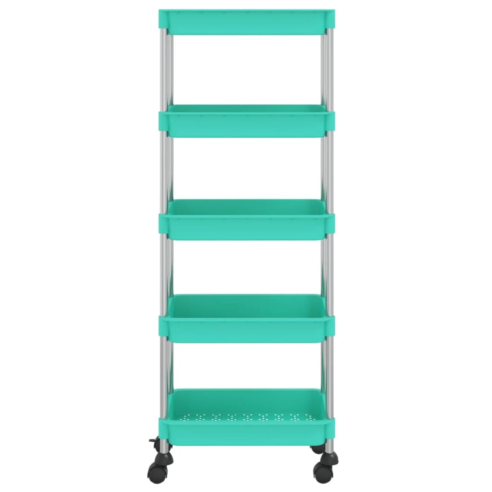 Cobleskill ABS Plastic 5 Tier Kitchen Trolley In Turquoise