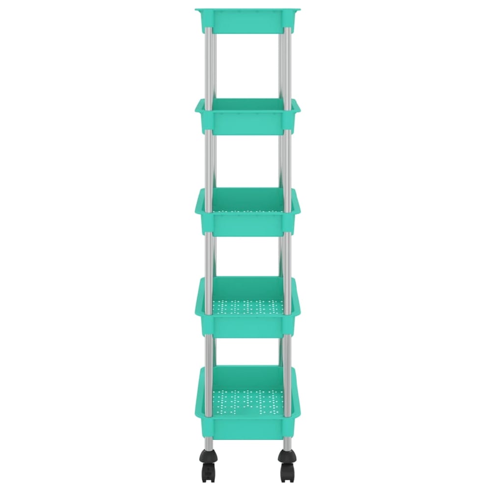 Cobleskill ABS Plastic 5 Tier Kitchen Trolley In Turquoise