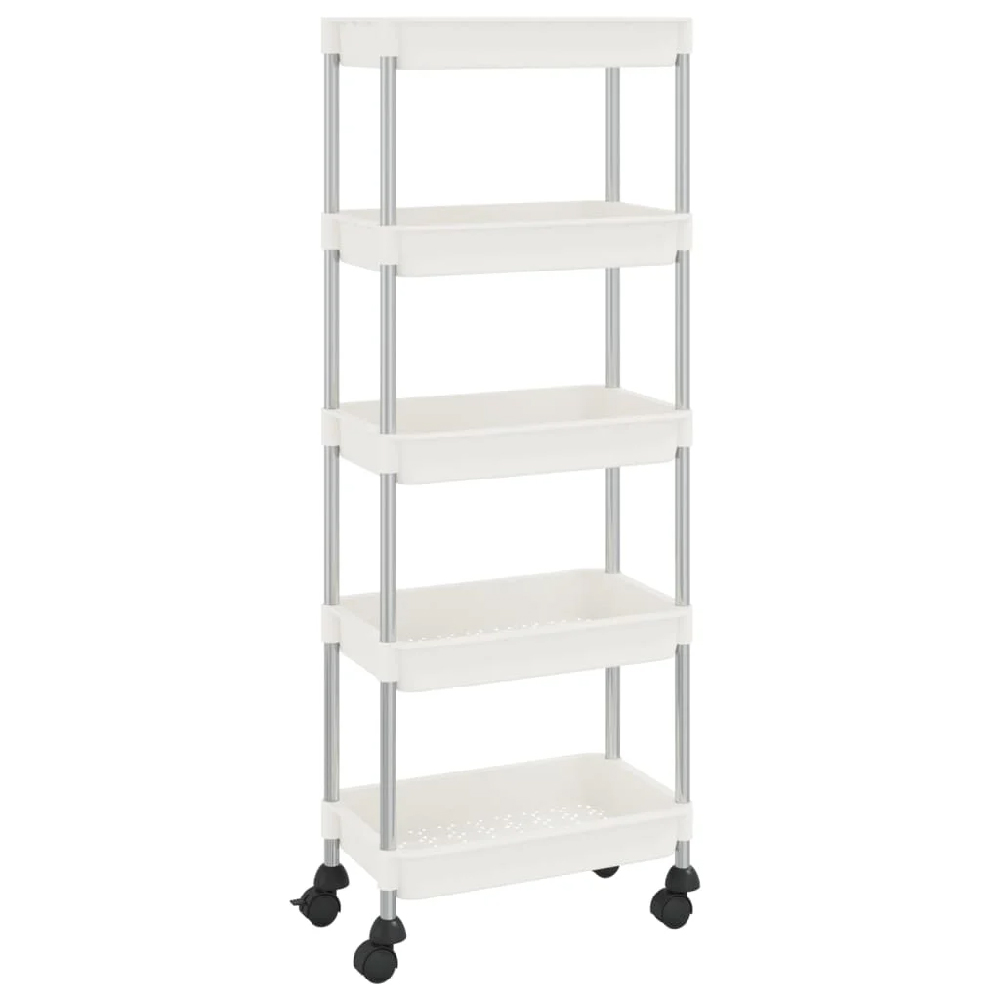 Cobleskill ABS Plastic 5 Tier Kitchen Trolley In White