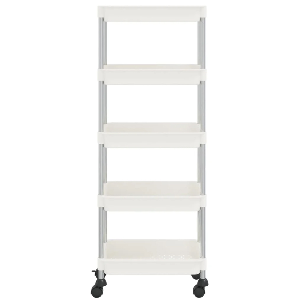 Cobleskill ABS Plastic 5 Tier Kitchen Trolley In White