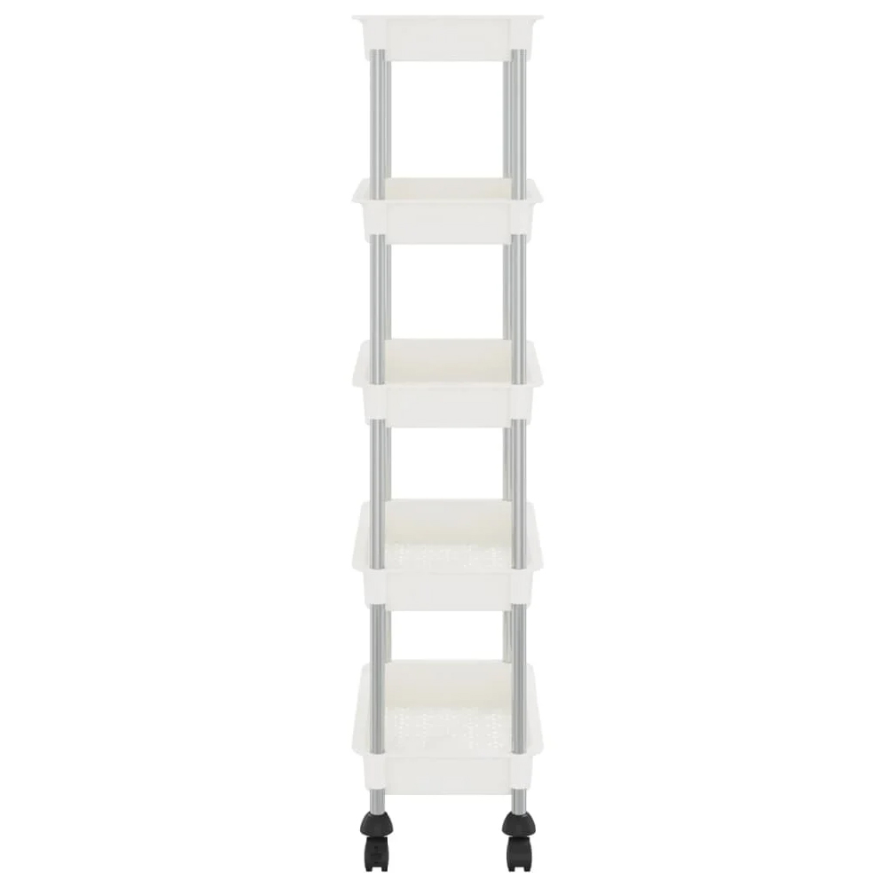Cobleskill ABS Plastic 5 Tier Kitchen Trolley In White