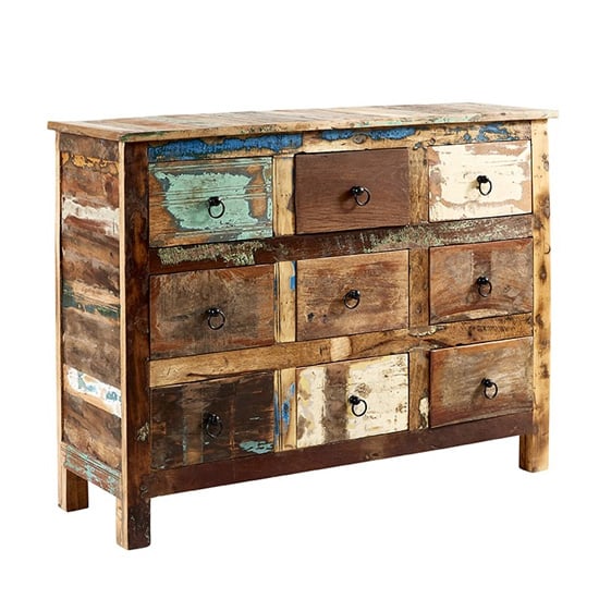 Coburg Wooden Chest Of Drawers In Vintage Oak With 9 Drawers