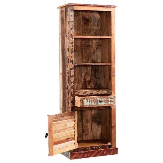 Coburg Wooden Bookcase Narrow In Reclaimed Wood