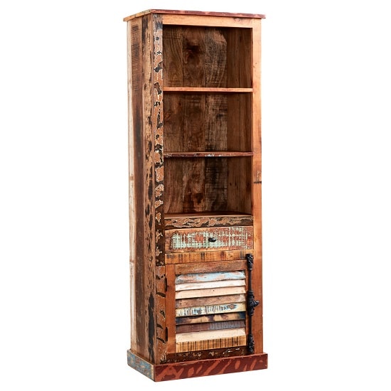 Coburg Wooden Bookcase Narrow In Reclaimed Wood_3