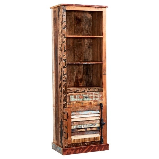 Coburg Wooden Bookcase Narrow In Reclaimed Wood