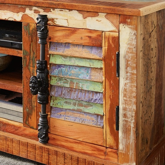 Coburg Wooden TV Sideboard In Reclaimed Wood With 2 Doors_5