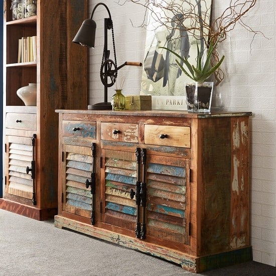 Photo of Coburg wooden sideboard in reclaimed wood with 3 doors