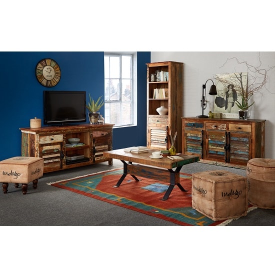 Coburg Wooden TV Sideboard In Reclaimed Wood With 2 Doors_6