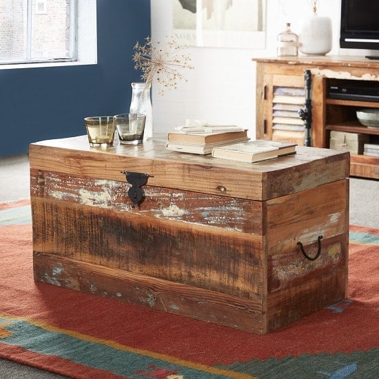 Product photograph of Coburg Wooden Storage Trunk In Reclaimed Wood from Furniture in Fashion