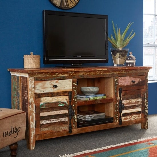 Photo of Coburg wooden tv sideboard in reclaimed wood with 2 doors