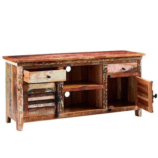 Coburg Wooden TV Sideboard In Reclaimed Wood With 2 Doors_2