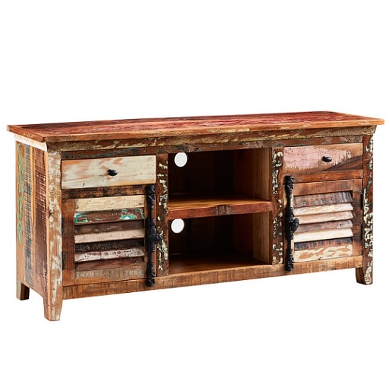Coburg Wooden TV Sideboard In Reclaimed Wood With 2 Doors_3