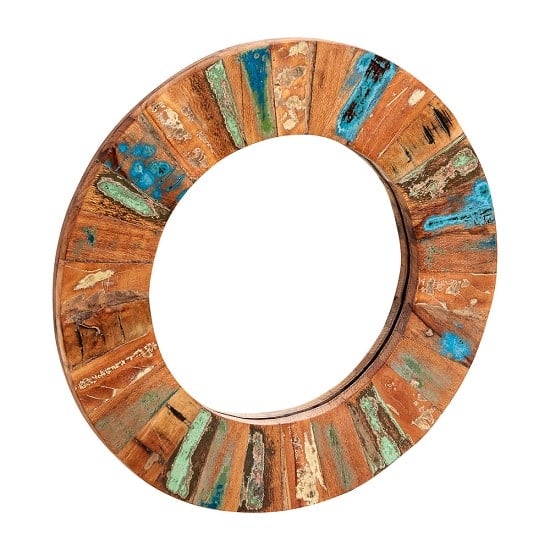 Coburg Wooden Wall Mirror Round In Reclaimed Wood