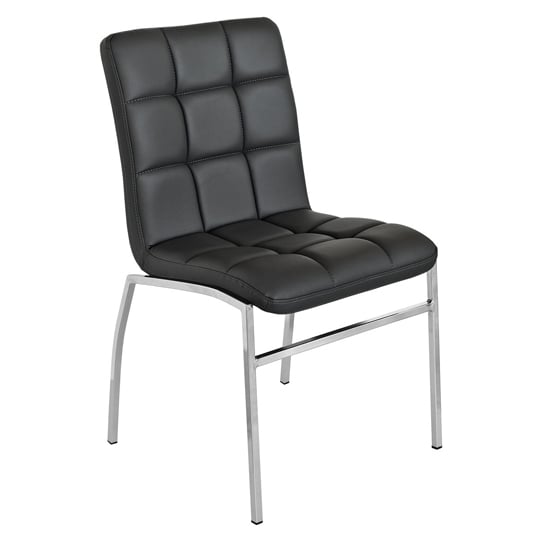 Coco Black Pu Leather Dining Chair, Black Faux Leather Dining Chairs With Chrome Legs