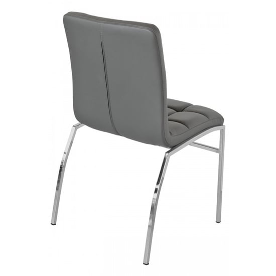 Coco Faux Leather Dining Chair In Grey With Chrome Legs