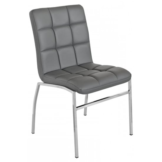 Photo of Coco faux leather dining chair in grey with chrome legs