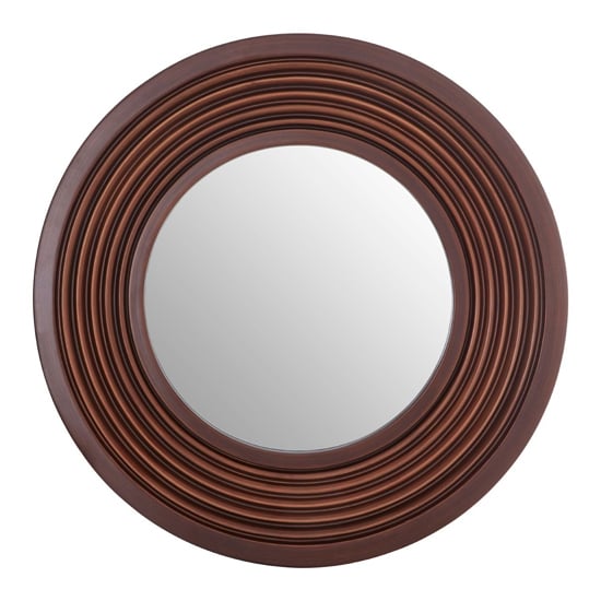 Coco Round Wall Bedroom Mirror In Brown Frame