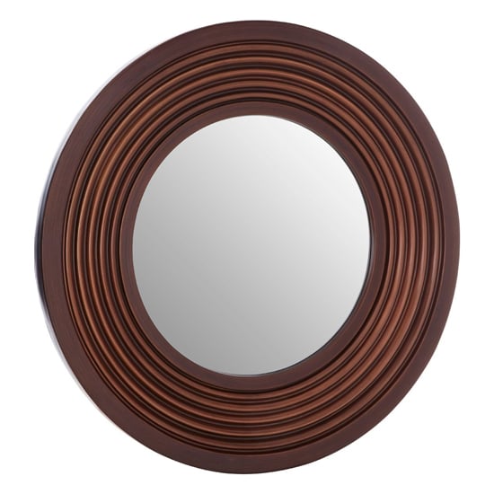 Product photograph of Coco Round Wall Bedroom Mirror In Brown Frame from Furniture in Fashion