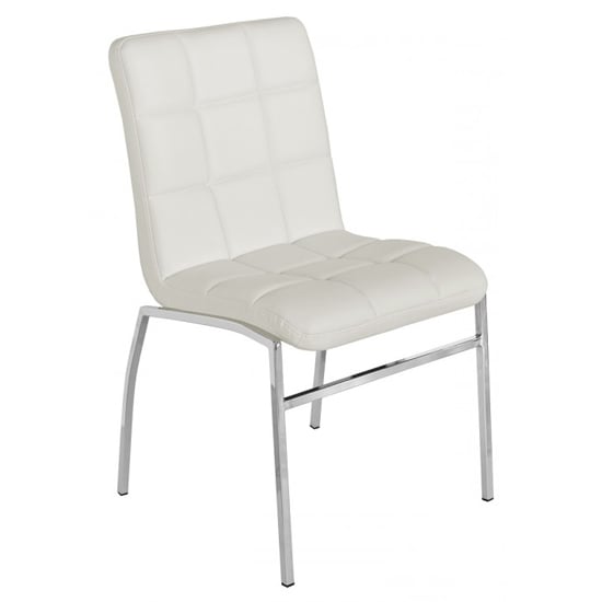 Read more about Coco faux leather dining chair in white with chrome legs