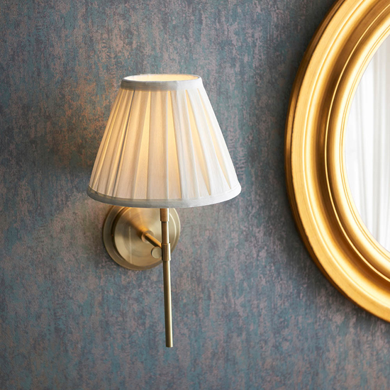 Cocoa And Carla Cream Cotton Shade Wall Light In Antique Brass