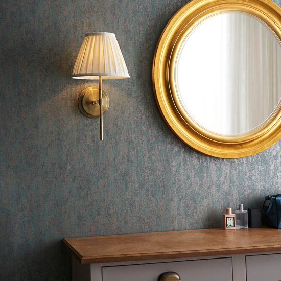 Cocoa And Carla Cream Cotton Shade Wall Light In Antique Brass