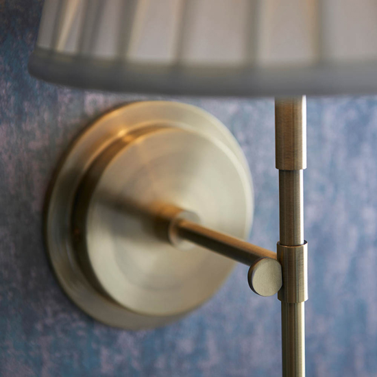 Cocoa And Carla Cream Cotton Shade Wall Light In Antique Brass
