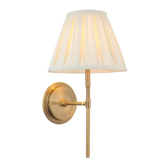 Cocoa And Carla Cream Cotton Shade Wall Light In Antique Brass