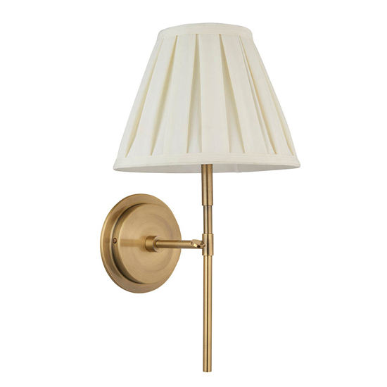 Cocoa And Carla Cream Cotton Shade Wall Light In Antique Brass