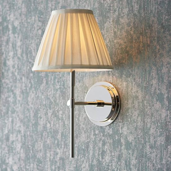 Cocoa And Carla Cream Cotton Shade Wall Light In Bright Nickel