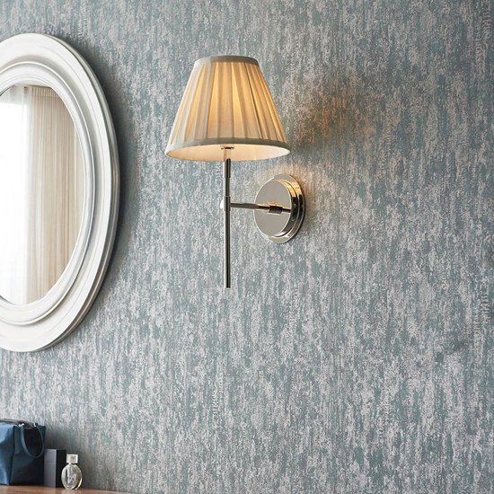 Cocoa And Carla Cream Cotton Shade Wall Light In Bright Nickel