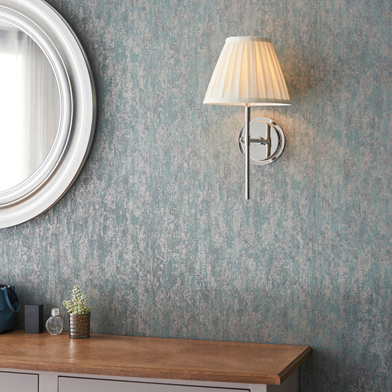 Cocoa And Carla Cream Cotton Shade Wall Light In Bright Nickel