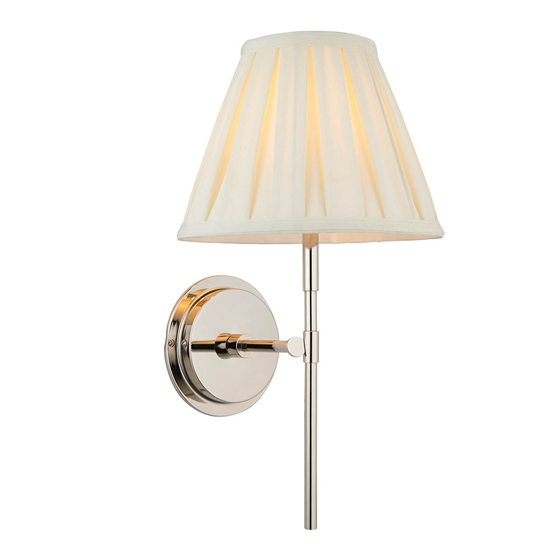 Cocoa And Carla Cream Cotton Shade Wall Light In Bright Nickel