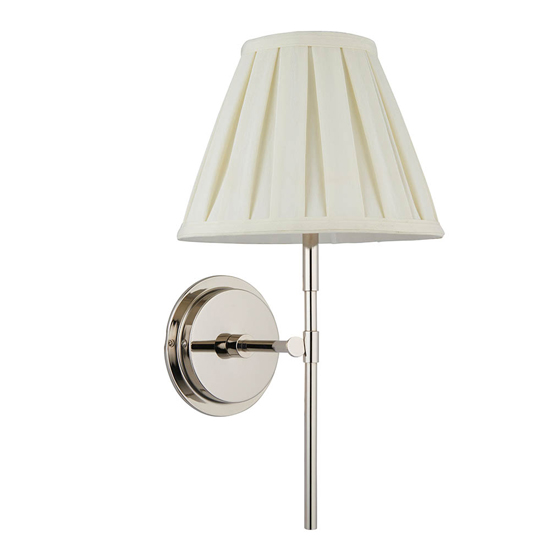 Cocoa And Carla Cream Cotton Shade Wall Light In Bright Nickel