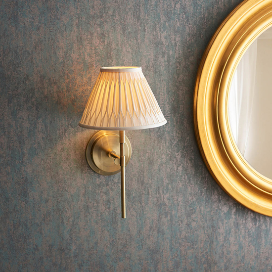 Cocoa And Chatsworth Ivory Shade Wall Light In Antique Brass