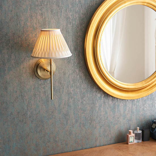 Cocoa And Chatsworth Ivory Shade Wall Light In Antique Brass